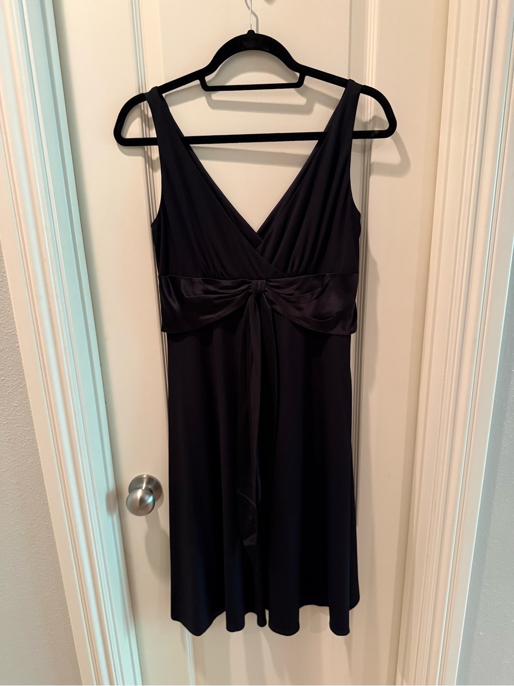 Maggy London Black Knot-Front V-Neck Slip Dress